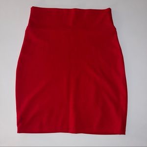 High Waisted Red Mini Skirt